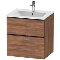 Duravit D-Neo Waschtischunterbau wandhängend mit Möbelgriff diamantschwarz, × Nussbaum