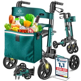 Kesser Leichtgewicht Rollator faltbar mit Sitz Petrol