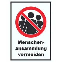 Menschenansammlung vermeiden Symbol und Text Schild A1 (594x841mm)