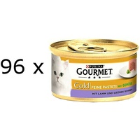 (€ 8,45/kg) Gourmet Gold Feine Pastete Lamm & grüne Bohnen, Katzenfutter 96x 85g