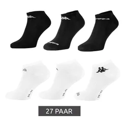 27 Paar Kappa Sportsocken Sneaker-Socken Baumwoll-Strümpfe mit Logo Schwarz oder Weiß - 43-46