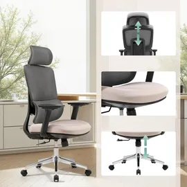 HJH Office Ergomy Pro Netzstoff Dunkelgrau/Beige