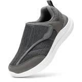 FitVille Herren Extra Breit Gesundheitsschuhe mit Klettverschluss Einstellbar Verbandschuhe für Empfindliche Füße Senioren Hausschuhe Bequeme Dämpfung Walkingschuhe Schiefergrau/Zeder 47 EU Weit - 47 EU Weit