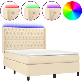 vidaXL Boxspringbett 140 x 200 cm Creme