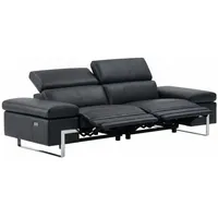 Villa Möbel Sofa Opera, 2-Sitzer 1 Teile, Echtleder-Sofa mit Kopfteilverstellung - Relaxfunktion fürs Wohnzimmer schwarz 195 cm x 75 cm x 109 cm