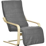 Akzentsessel, Relaxsessel Mit Verstellbarem Fußteil, Birkenholzrahmen, Bis 120 Kg, 66,5 X 94 X 100 Cm, Grau