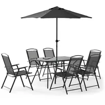 Oviala Gartenmöbel Set Tisch und 6 Klappstühle grau