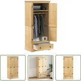 The Living Store - Kleiderschrank Corona 76x50x170 cm Massivholz Kiefer - Holzschranks - Kleiderschrank - Massivholzklaederschrank