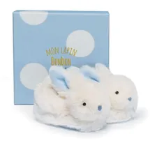 Doudou et Compagnie DC1309 Coffret chaussons bleu lapin Bonbon