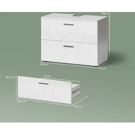 livinity Waschbeckenunterschrank Ronco 80 x 58,6 x 41 cm Weiß Hochglanz