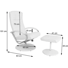 MCW Relaxsessel Siena mit Hocker 68 x 101 x 0 cm creme-weiß