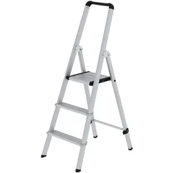 PROREGAL ML Stufen-Stehleiter einseitig begehbar Aluminium eloxiert 3 Stufen