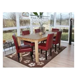 Mendler 2er-Set Esszimmerstuhl Stuhl Küchenstuhl Littau ~ Leder, rot, dunkle Beine