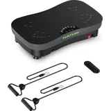Tunturi Vibrationsplatte Cardio Fit V30 mit Vibrationen, 10 Programmen, 99 Geschwindigkeiten, mit Fernbedienung und Trainingsbändern - Grau/Schwarz