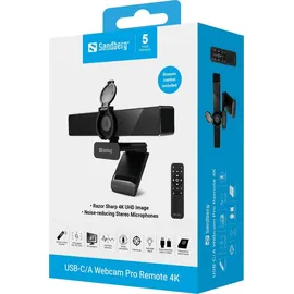 Sandberg USB-C/A Webcam Pro Remote 4K Schwarz