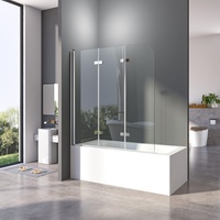 Duschwand für Badewanne 140x140 cm 3-teilig Faltbar Duschtrennwand 6mm ESG Glas Nano Beschichtung Badewannenfaltwand