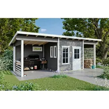 SKANHOLZ Gartenhaus Namur 7,50 x 3,15 m Schiefergrau