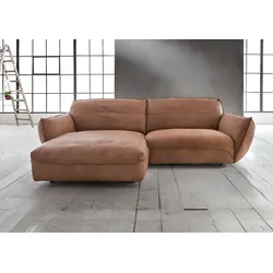 Ecksofa BETYPE "Be Type Be Chilled, L-Form", braun (cognac), B:280cm H:85cm T:180cm, AnilinLEDER Pallino gewachst (echtes Rindsleder) Das von südamerikanischen Rindern stammende Anilinleder wird in Fässern gefärbt. Natürliche Merkmale wie Narben, Insektenstiche und Hornstöße bleiben dem 1, 2 - 1, 4 mm starken Leder erhalten und sorgen für ein naturbelassenes Aussehen. Durch ein zusätzliches Wachs-Finish entsteht eine angenehm weiche und warme Haptik. Um die Langlebigkeit des Leders zu erhalten, wird empfohlen eine dauerhafte direkte Sonneneinwirkung zu vermeiden sowie die Lederoberfläche regelmäßig mit einem weichen Tuch zu säubern. In Abhängigkeit von der (Faser-)Struktur der jeweiligen Häute kann sich u201eder Effektu201d und u201edie Farbeu201d während des Produktionsprozesses verändern, sodass möglicherweise Farbabweichungen und Veränderungen in der Faserstruktur entstehen können. Dies ist bei dieser Art von Leder gewünscht und stellt keinen Reklamationsgrund dar., Sofas, in 2 Breiten mit stylischer und offener Nahtführung