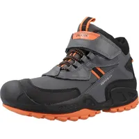 GEOX J New Savage Boy B A Sneaker, DK Grey/ORANGE, 30 EU