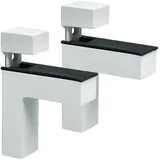 SAYAYO Regalhalterung Verstellbare Regalträger aus Massiver Zinklegierung Glashalter F-förmige Regalträger Unsichtbar Weiß für 5-30mm Dicke Glas und Holz Regal,EBL008W-2P