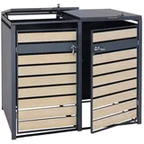 MCW 2er-Mülltonnenverkleidung J81 Buche-Holzoptik hellbraun 117x142x98cm