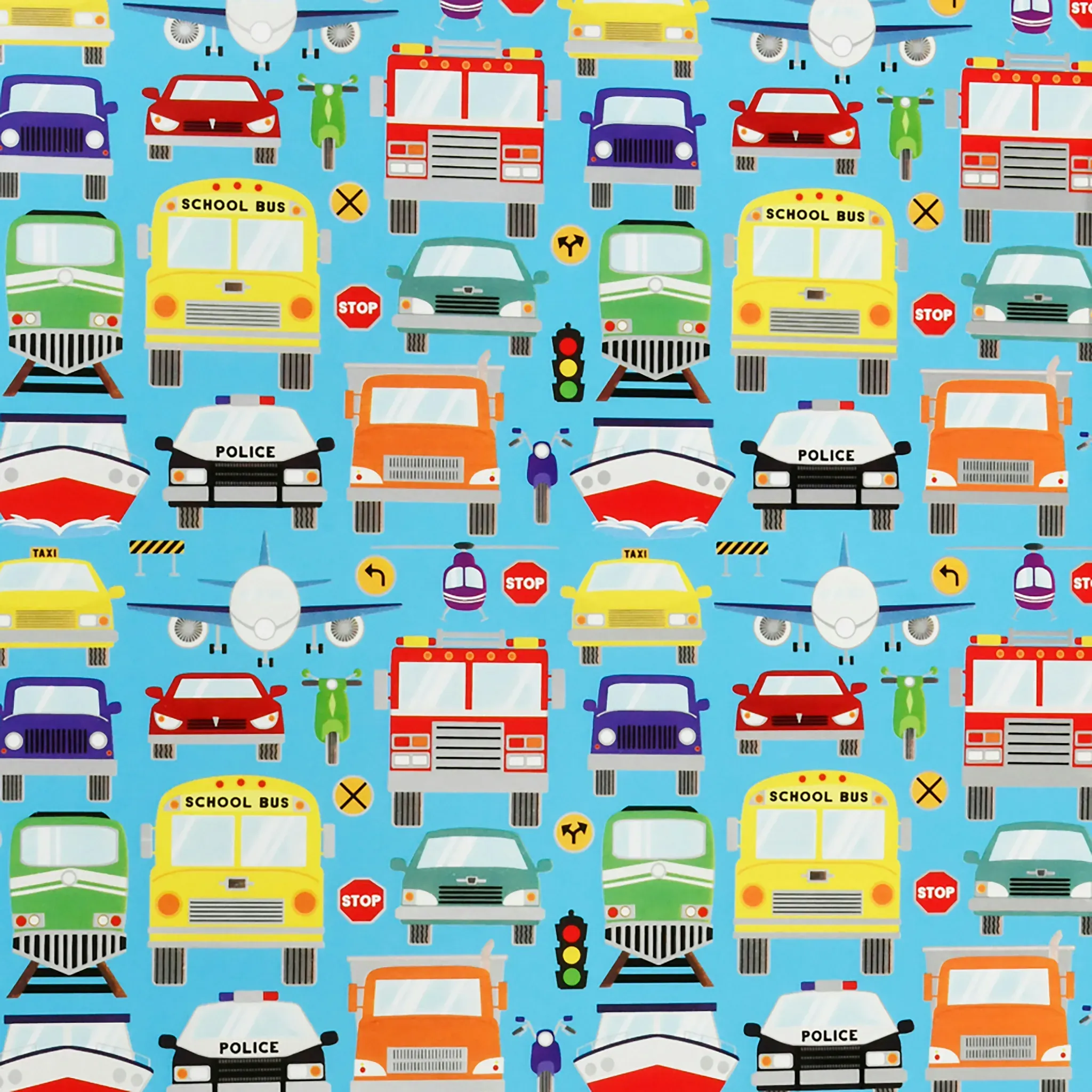 Star Geschenkpapier Fahrzeuge 70cm x 2m Rolle Geschenkpapierrolle mit Auto Motiv Geschenk Papier Kindergeburtstag Geburtstag Junge Farbiges Packpapier Bunt