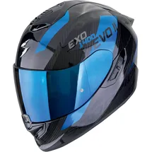 Scorpion Exo-1400 Evo Ii Carbon Air Platted Helm, schwarz/blau, XS