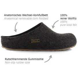 HAFLINGER Grizzly Michl Herren Hauspantoffeln, graphit,