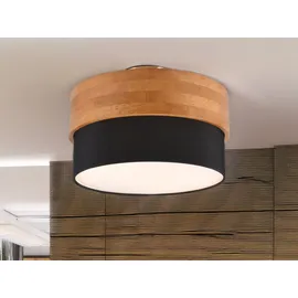 meine wunschleuchte LED Deckenleuchte Holzlampe mit Stoffschirm Schwarz Ø 30cm Eingangsbereich, Flur