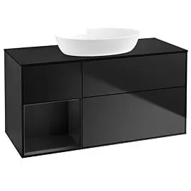 Villeroy & Boch Finion Waschtischunterschrank FA62PDPD 120cm, Abdeckplatte black matt, Regale Black matt lacquer, Black matt lacquer
