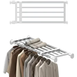 Hershii Ausziehbares Schrank Regal Erweiterbares Spannregal Metall Verstellbare Schrankteiler Teleskopregal Kleiderschrank Organisator ohne Bohren
