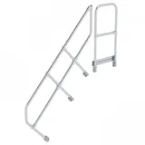 MUNK zweiter Handlauf Aluminium-Treppe mit Plattform 45° 6 Stufen