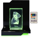 LOOXIS 3D Glasfoto - Ihr Foto in 3D in Glas gelasert - Fotogeschenk (mit Premium Acryl Leuchtsockel, S Hochformat)