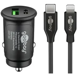 goobay Kfz-Ladeadapter USB A, USB C, Zigarettenanzünderbuchse schwarz
