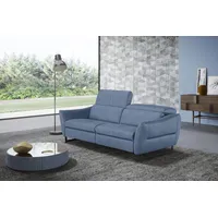 2,5-Sitzer EGOITALIANO "Dafne" Sofas Gr. B/H/T: 208cm x 97cm x 108cm, Luxus-Microfaser Lederoptik, ohne elektrische Relaxfunktion, blau (hellblau) mit und ohne elektrischer Relaxfunktion, Kopfteile manuell verstellbar