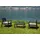 Dmora Outdoor-Lounge-Set Benevento, Gartengarnitur mit 2 Sesseln und 1 Couchtisch, Innen- und Außensitzgruppe mit Kissen, 100 % Italy, Anthrazit - Schwarz