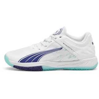 Puma Accelerate Turbo W+ Indoor Court Shoe, White-Electric Peppermint, 37 EU