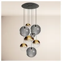 S.luce Pendelleuchte Orb Galerielampe 8-flammig Modular Gold Verlauf, Rauch