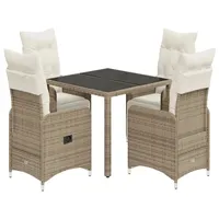 vidaXL 5-tlg Garten-Bistro-Set mit Kissen Braun Poly Rattan Modell 4