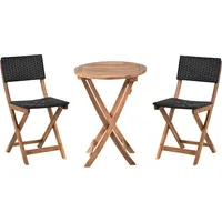 Beliani Bistro Set RIVAROTTA Akazienholz Braun - Schwarz