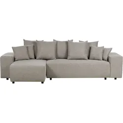 3-Sitzer Ecksofa taupe rechtsseitig mit Schlaffunktion Stauraum LUSPA