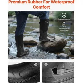Vevor Gummistiefel mit Stahlkappe Schutzschuhe, wasserdichte Regen-Angelstiefel, rutschfeste Arbeitsschuhe für den Außenbereich, für Fertigung, Bau, Landwirtschaft, Größe 12 US