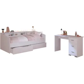 Parisot Jugendzimmer-Set "Sleep 41", weiß, B:113cm H:82cm T:203cm, Holzwerkstoff, Schlafzimmermöbel-Sets, Rückwände der Fächer am Bett drehbar