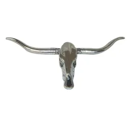 Casa Padrino Designer Geweih Aluminium Büffel Stier Alu Dekoration Wandgeweih Wandfigur Wanddekoration