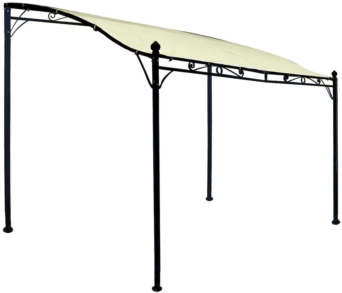 DEGAMO Anbaupavillon MANTOVA 3x2,5 Meter, Stahl dunkel, Plane PVC-beschichtet écru