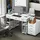 Homcom Schreibtisch Küchentisch mit 2 Steckdosen Computertisch mit verstellbare Regalböden 3 Stoffschubladen Arbeitstisch Laptoptisch Büroregal Weiß 120x40x76 cm