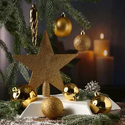 Weihnachtskugeln mit Stern Baumspitze Christbaumkugeln bruchfest gold 33er Set