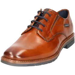 Schnürschuh BUGATTI, Herren, Gr. 42, braun (cognac used), Leder, elegant, Schuhe, Businessschuh, Abendschuh mit kleinen Stretcheinsätzen, Weite G