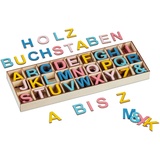 Relaxdays Holzbuchstaben Set, 324 TLG, Großbuchstaben A-Z, Und-Zeichen, 3 cm, kleine Buchstaben zum Basteln, Deko, bunt