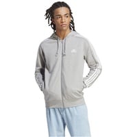 Adidas Essentials French Terry 3-Streifen Kapuzenjacke Medium Grey Heather / White S